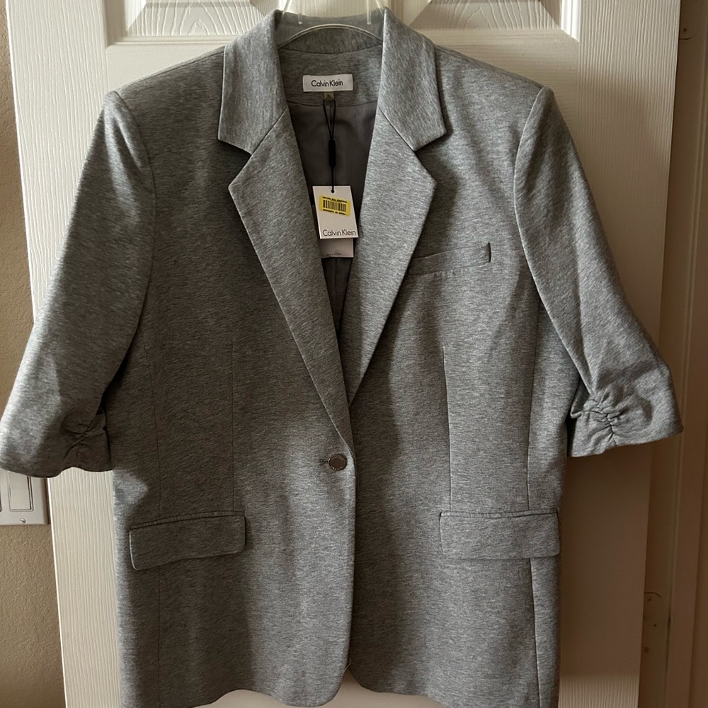 Calvin Klein Heather Gray Cotton Blazer NWT Sz XL